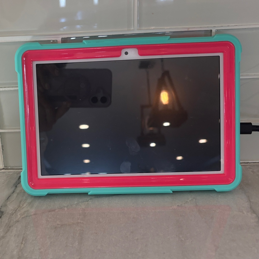 Kids' Tablet with Protective Case - Pink and Green. Amazon Fire. 8 inches.